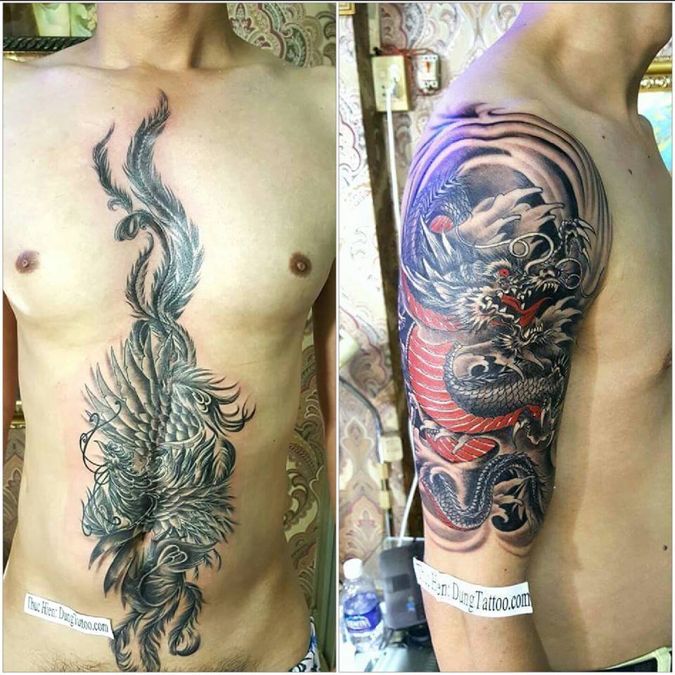 Hình xăm rồng phượng của hai anh em ruột kết nghĩa Dũng ấn tượng vui vẻ - 0907775670