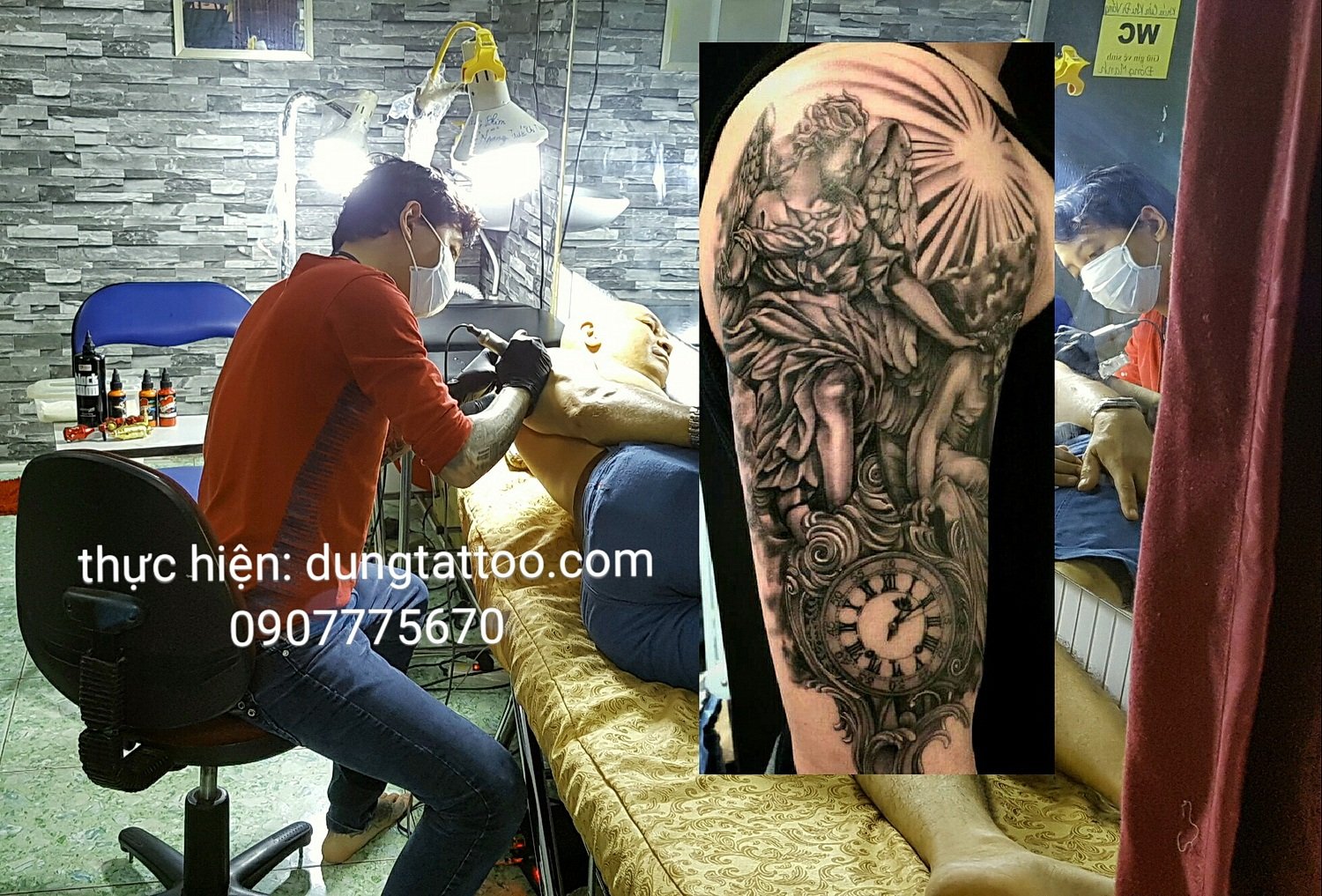 hinh xam thien than ac quy gabriel ton giao chua giesu jesus thuc hien dung tattoo hcm 0907775670