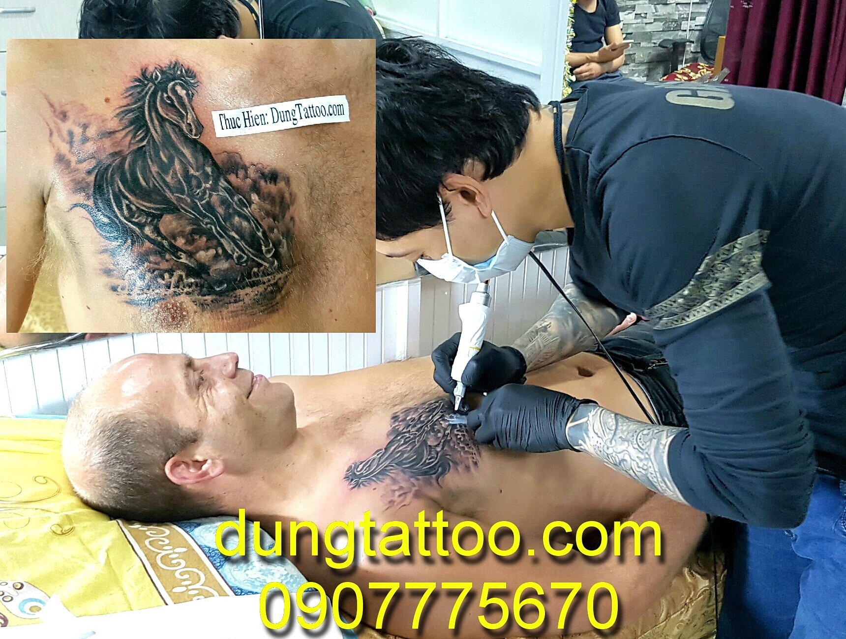 hinh xam ngua tren nguc