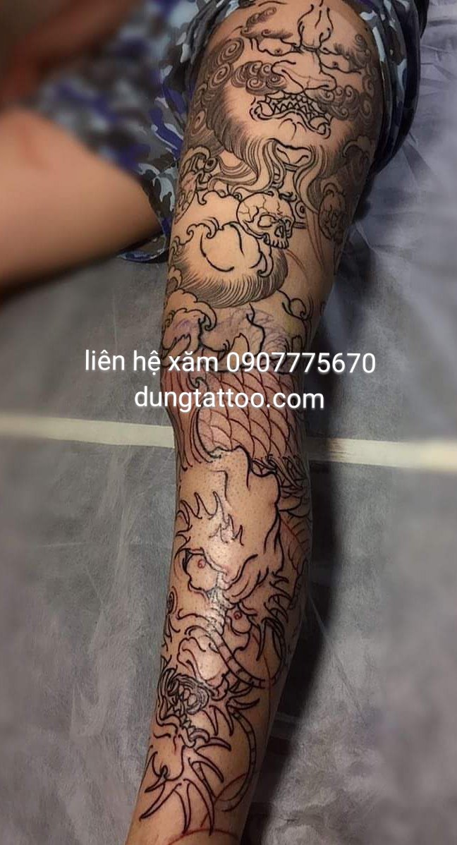 Hình xăm kín hết chân thực hiện tại dũng 0907775670