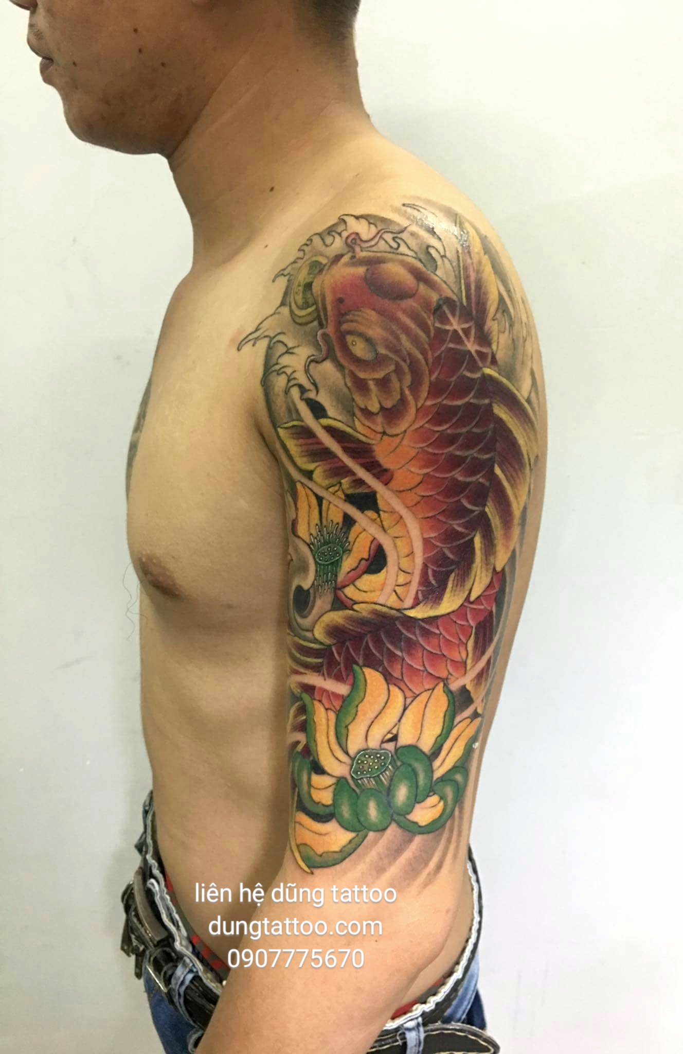 hinh xam ca chep do cam canh tay gia re dep 0907775670