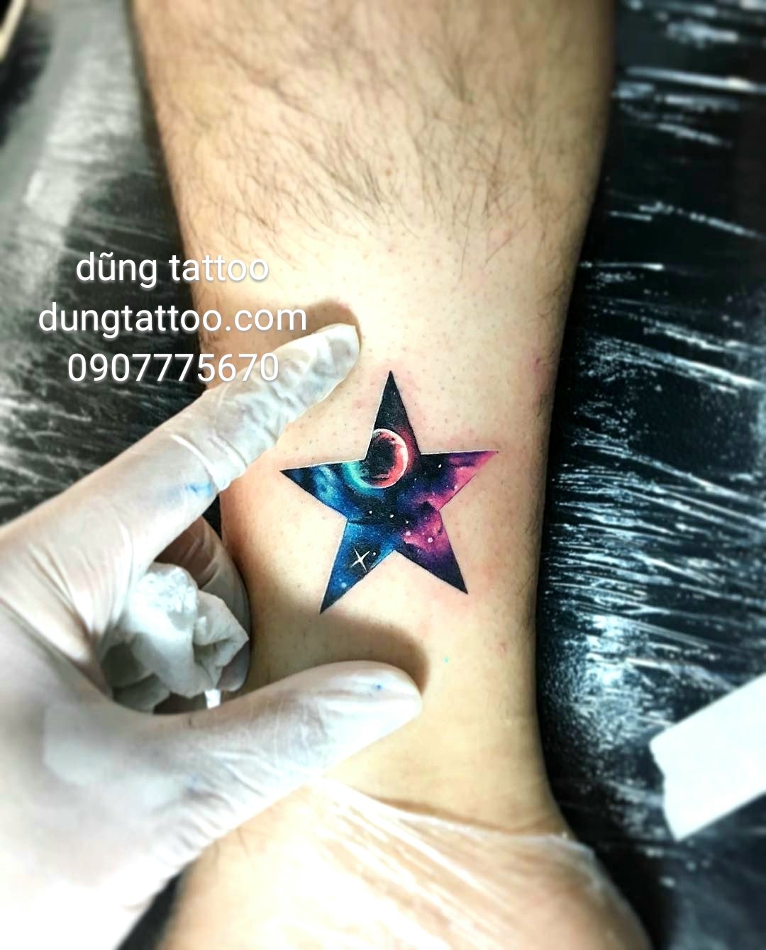 hình xăm ngôi sao màu galaxy dũng thực hiện 0907775670